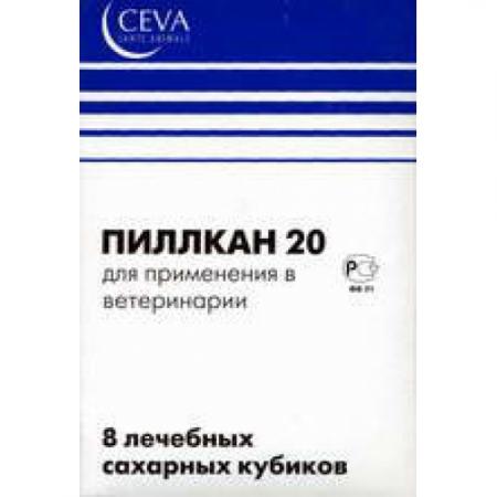 Пиллкан 20, 8 сахарных кубиков (1шт/10кг) для котов и собак от половой охоты и для прерывания течки.