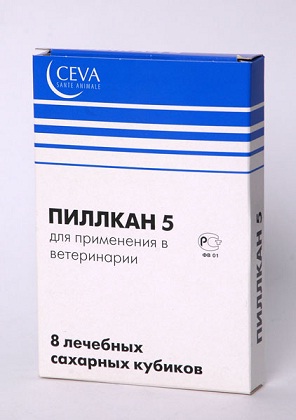 Пиллкан 5, 8 сахарных кубиков (1шт/2,5кг) для котов и собак от половой охоты и для прерывания течки